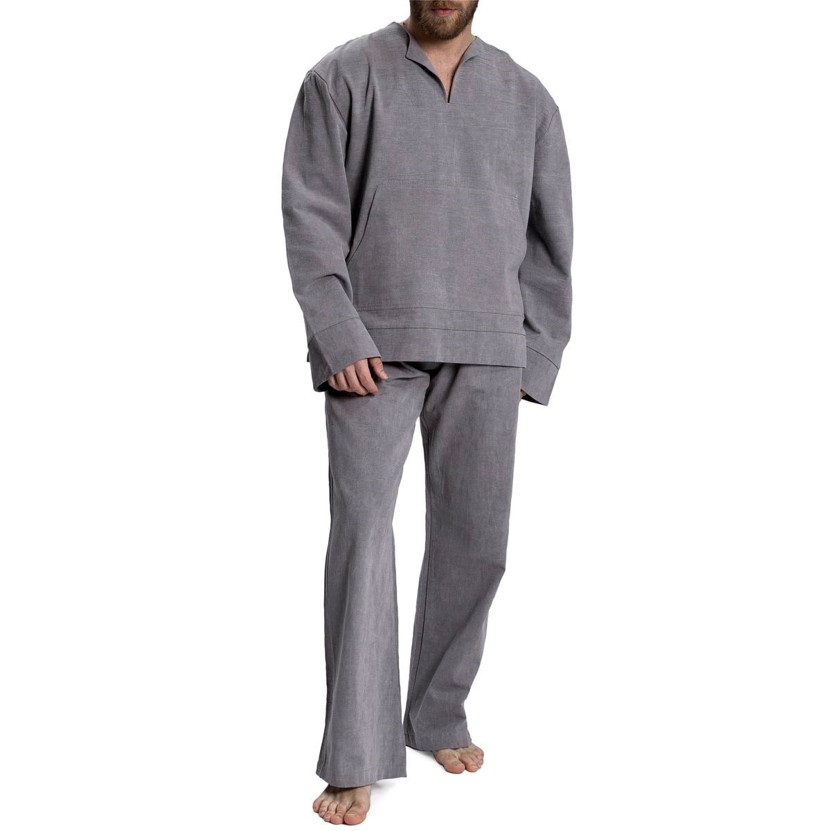 Taş Baskı Bluz Koyu Gri