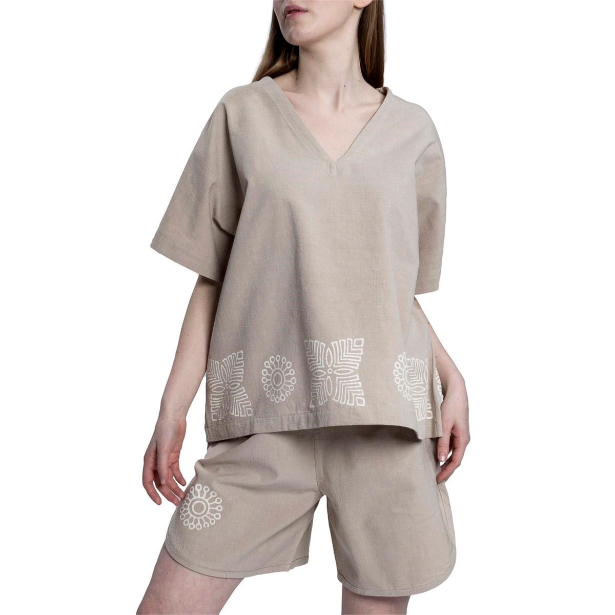 Stone Printed Blouse Taupe
