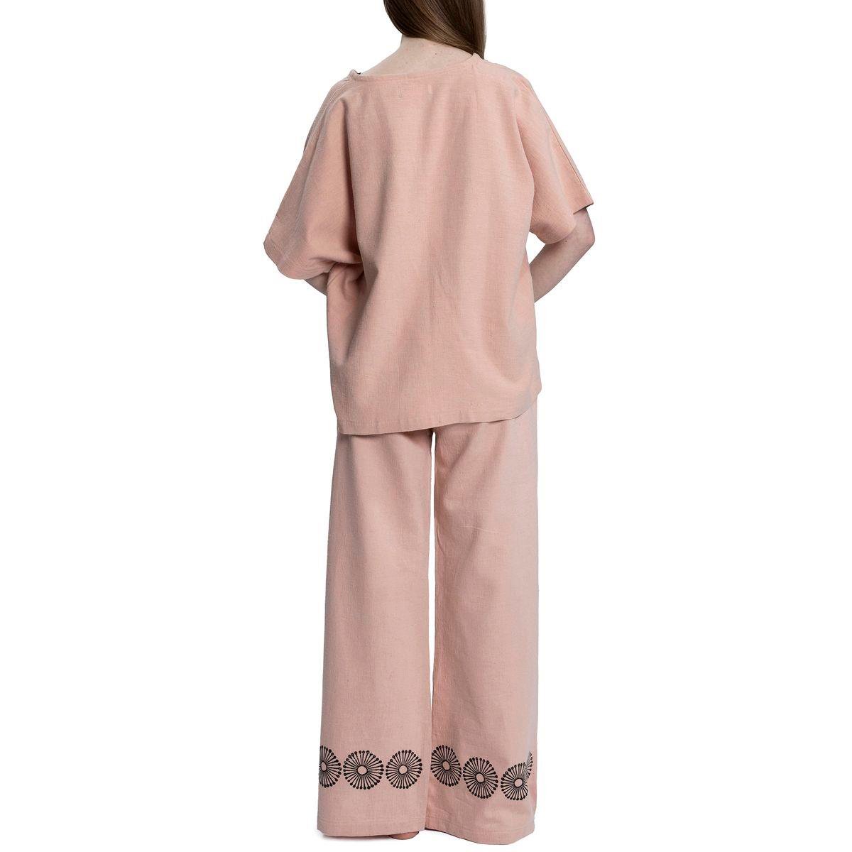 Taş Baskı Pantolon Gül Pembe