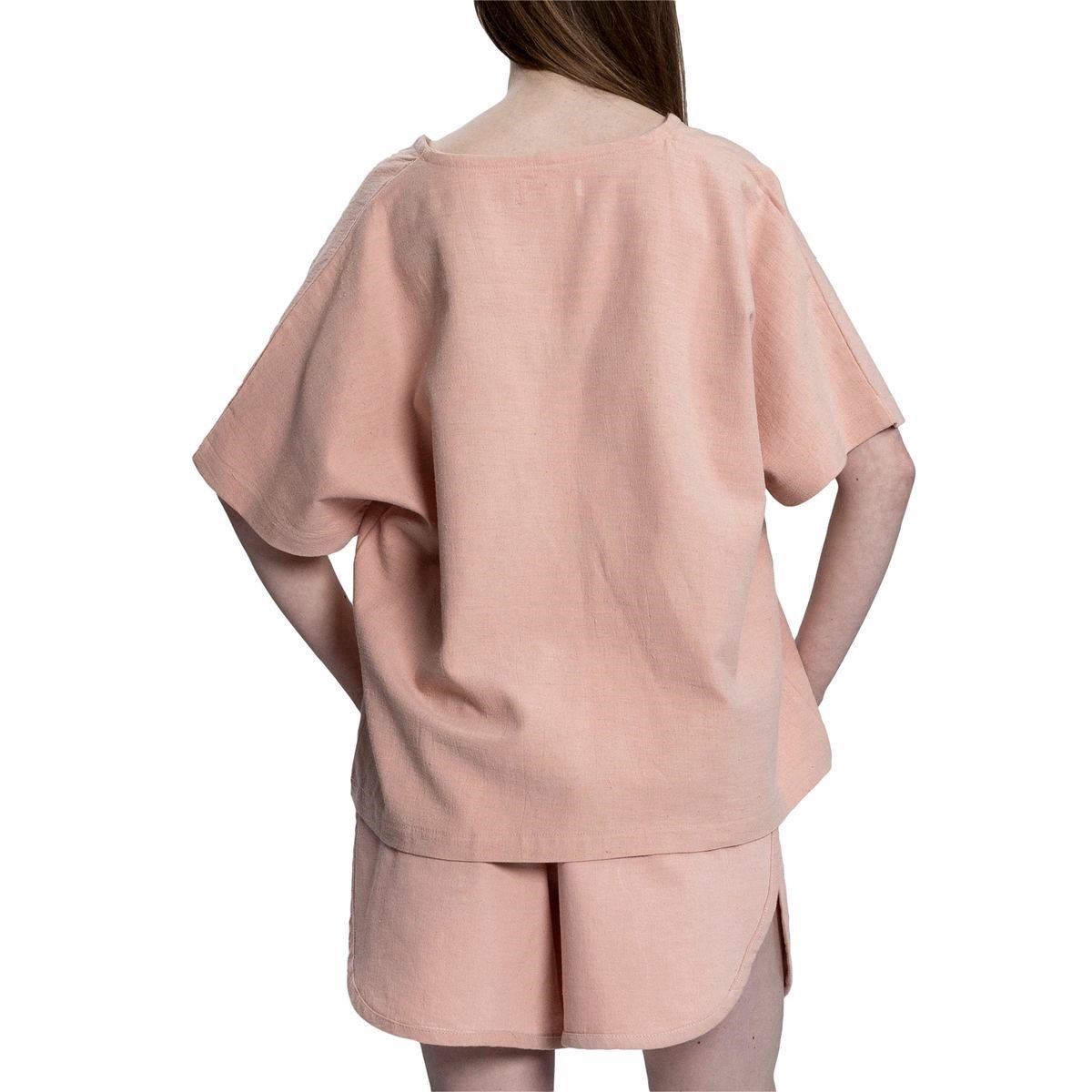 Stone Print Tasseled Blouse Rose Pink