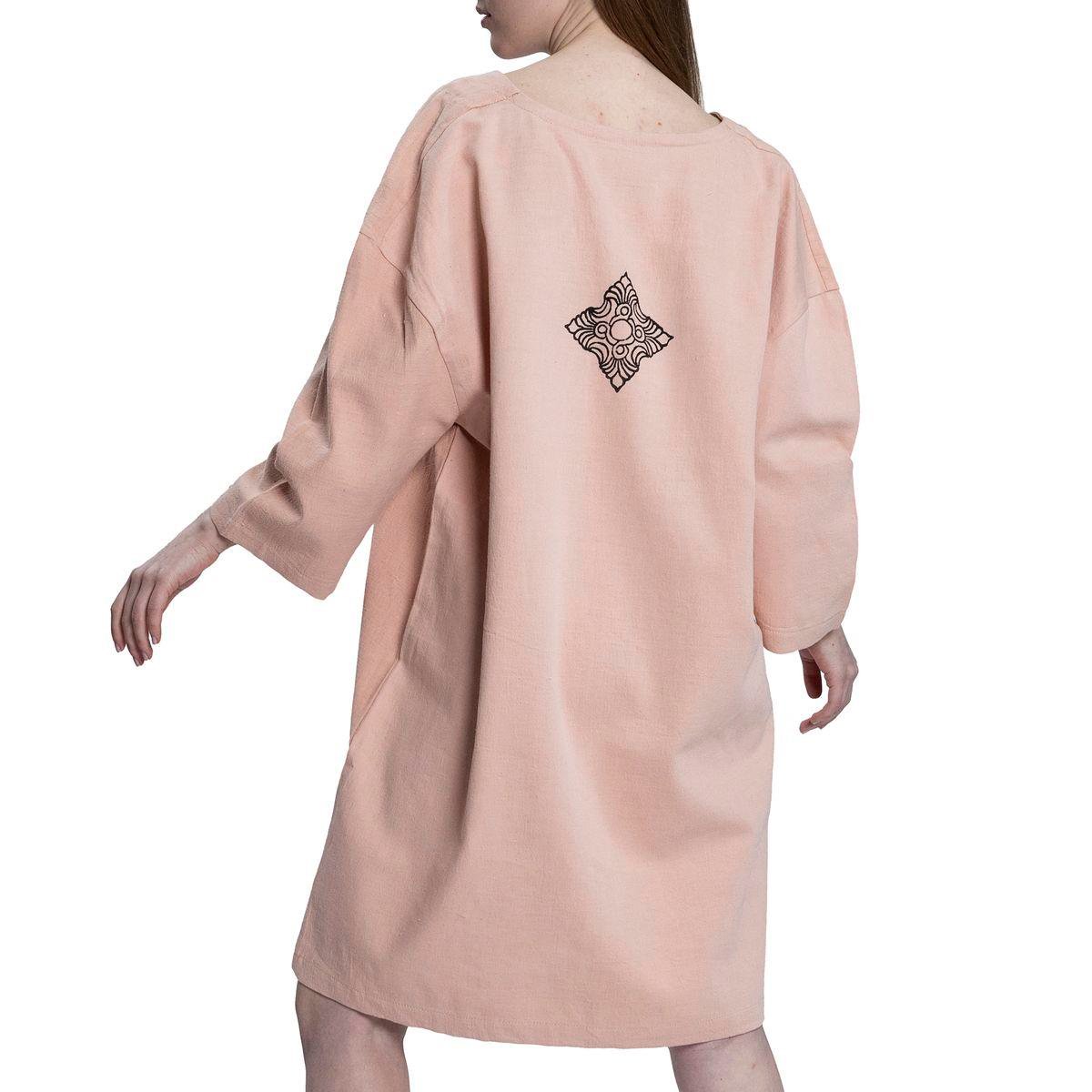 Taş Baskı Püsküllü Elbise Gül Pembe