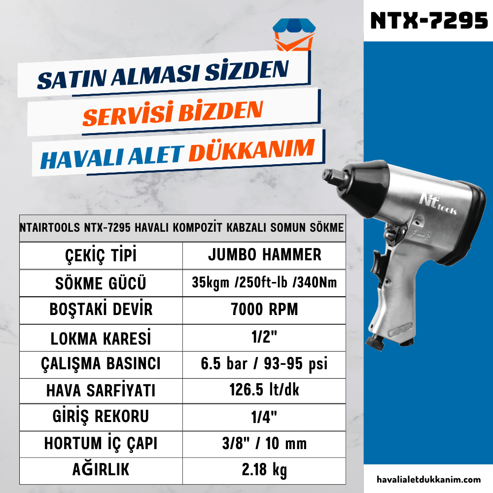 1/2inç 35kgm Havalı Somun Sökme