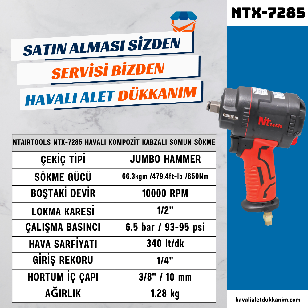 1/2inç  66.3kgm Havalı Somun Sökme
