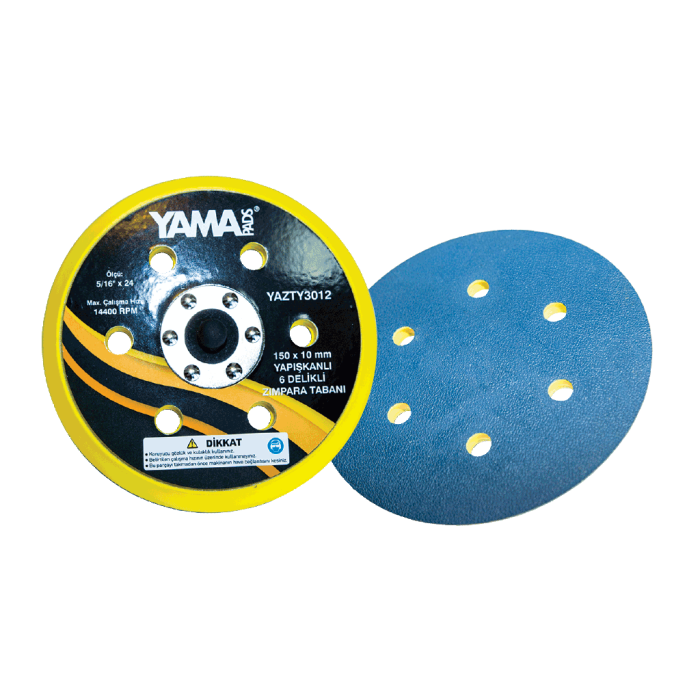 6.0inç 150x10 mm. 6 Delikli Yapışkanlı Zımpara Tabanı