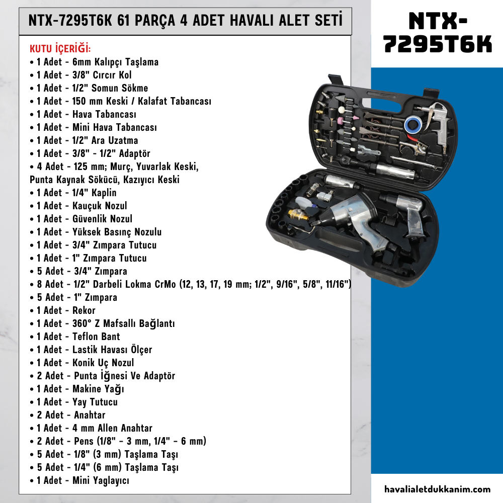 61 Parça - 4 Havalı Alet Seti