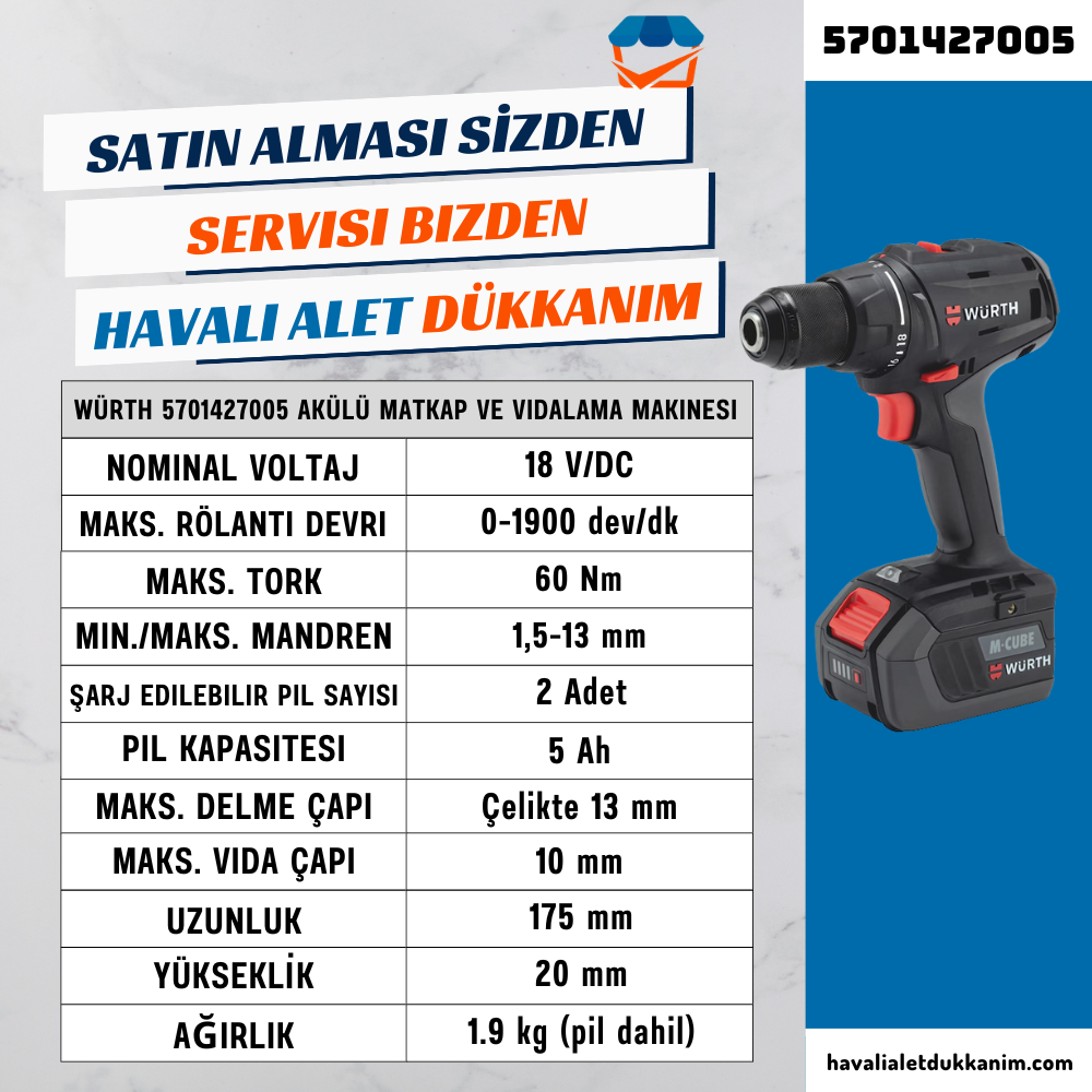Akülü MatkapWürth 5701427005 Akülü Matkap ve Vidalama Makinesi