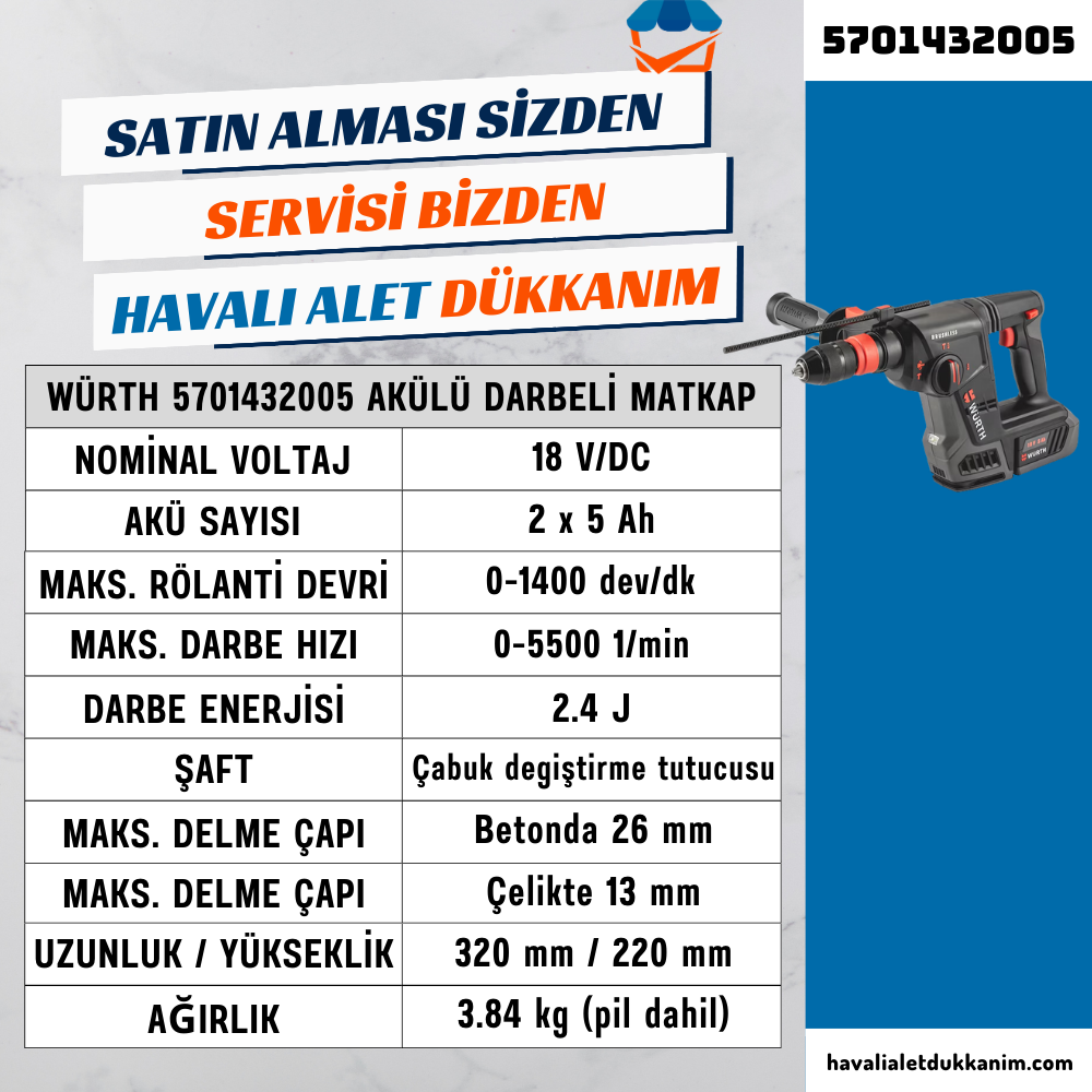 Akülü MatkapWürth 5701432005 Akülü Darbeli Matkap