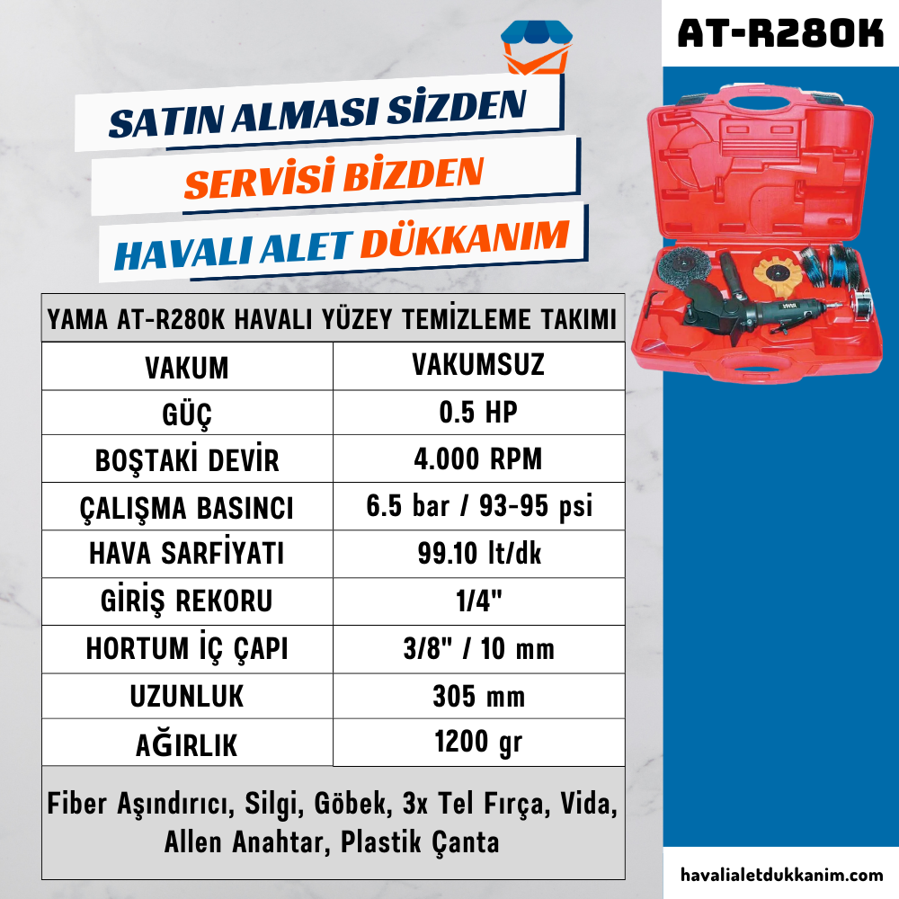Diğer Havalı El AletleriYAMA AT-R280K Havalı Yüzey Temizleme Takımı / Pas-Boya Sökücü