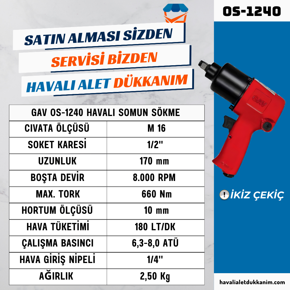 GAV OS-1240 Havalı Somun Sökme 1/2