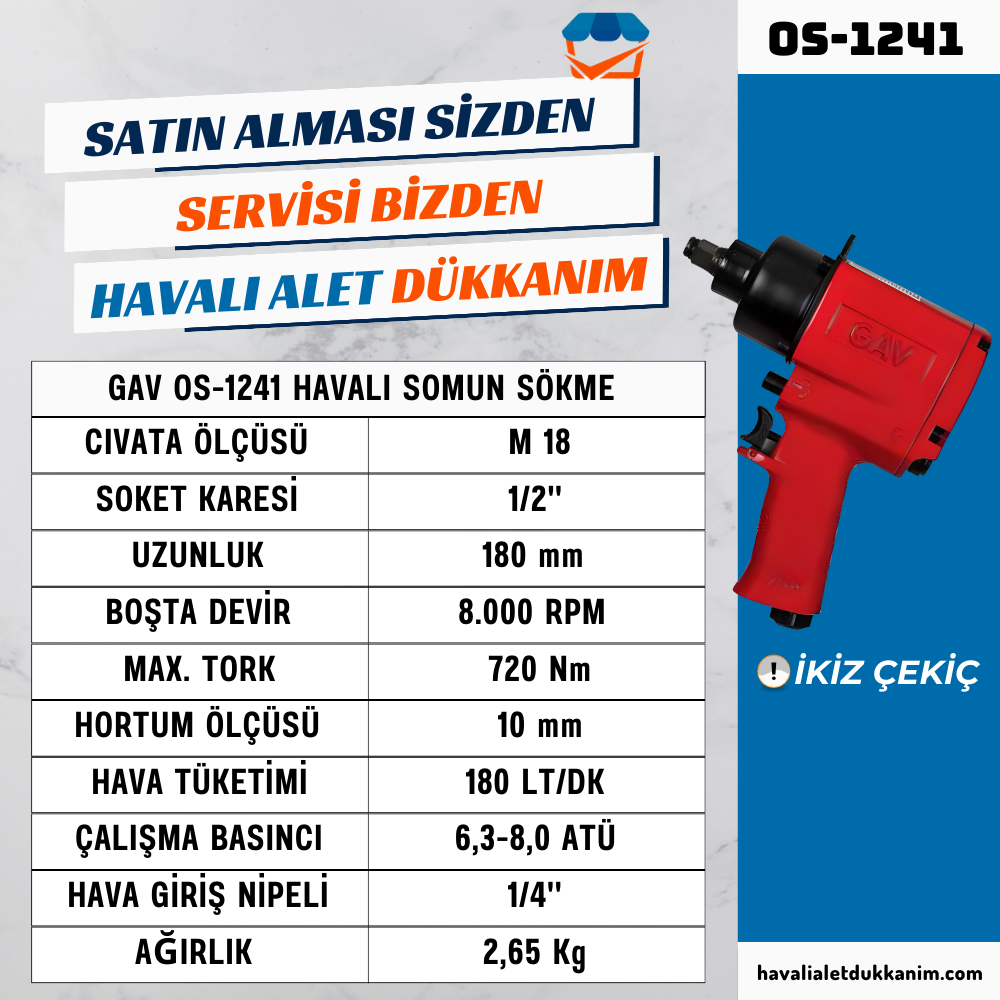 GAV OS-1241 Havalı Somun Sökme 1/2