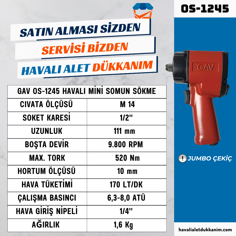 GAV OS-1245 Havalı Mini Somun Sökme 1/2