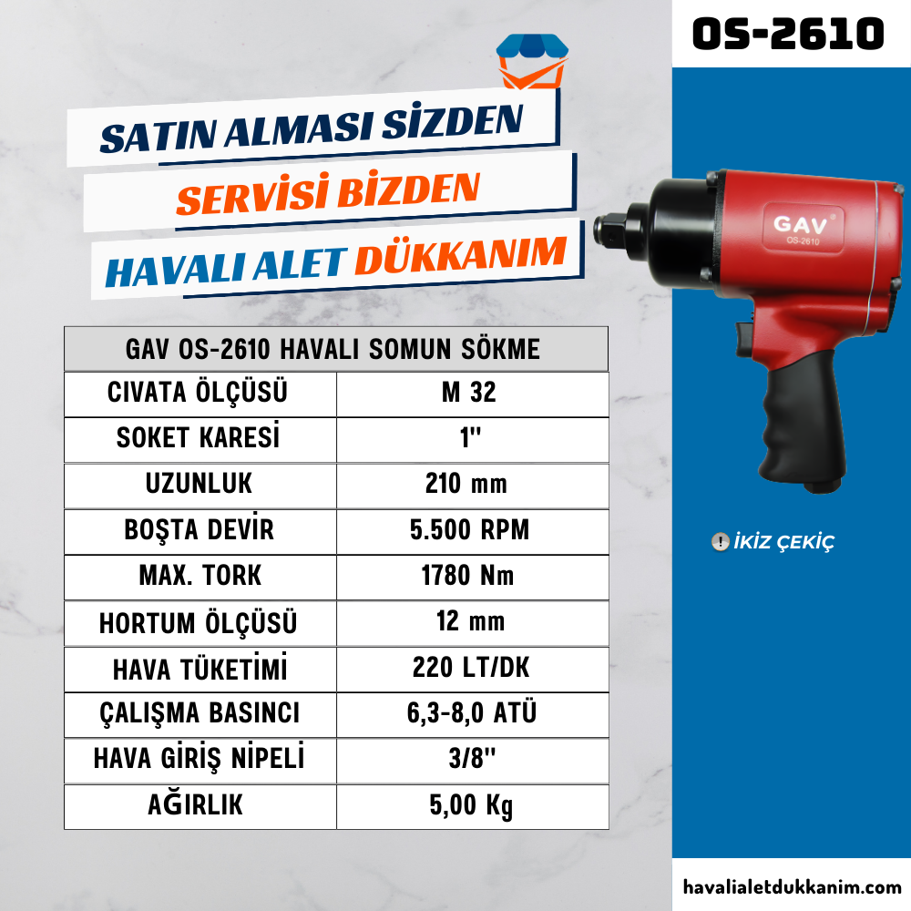 GAV OS-2610 Havalı Somun Sökme 1