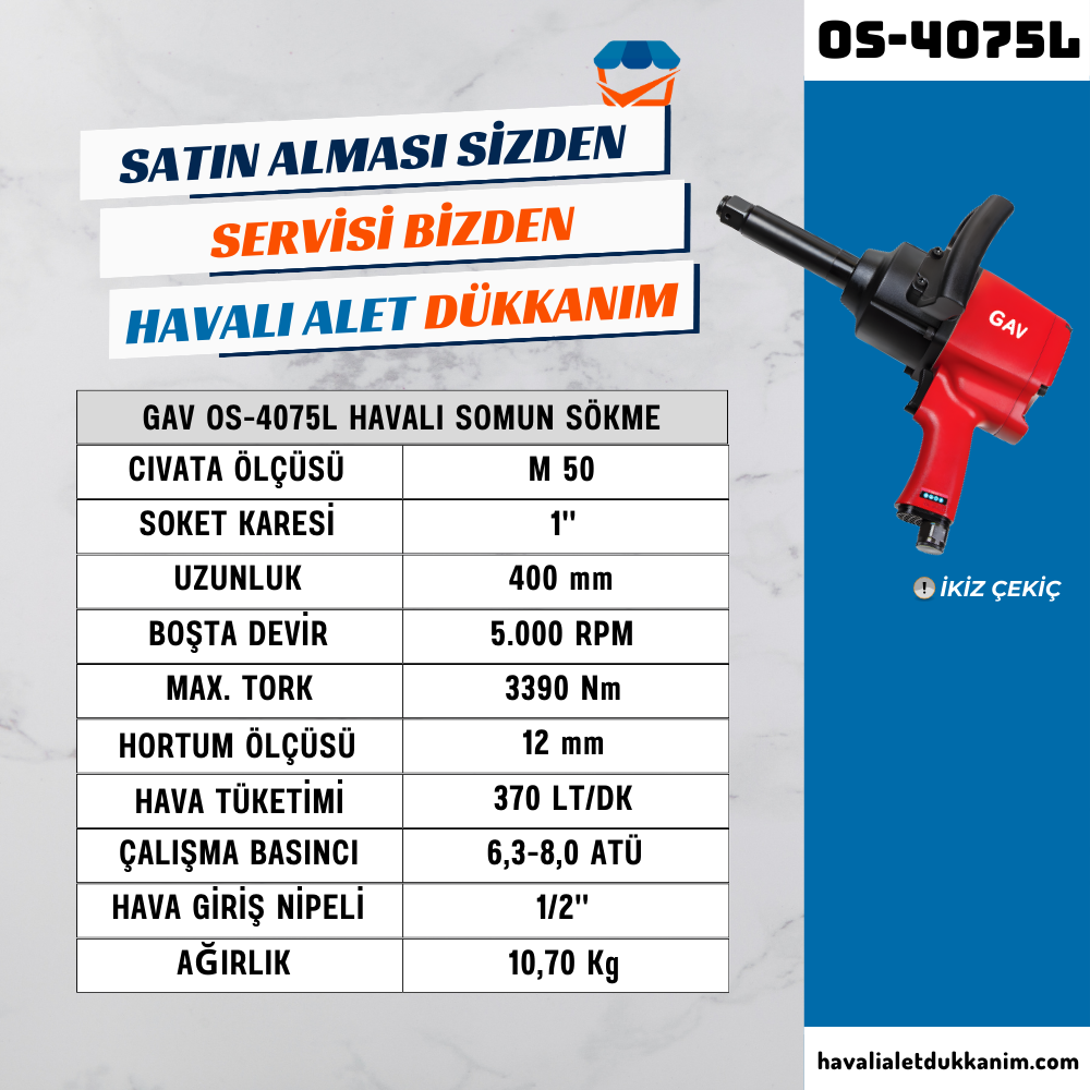GAV OS-4075L Havalı Somun Sökme 1