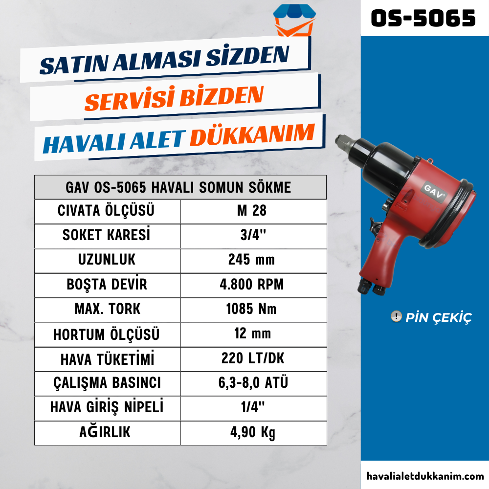 GAV OS-5065 Havalı Somun Sökme