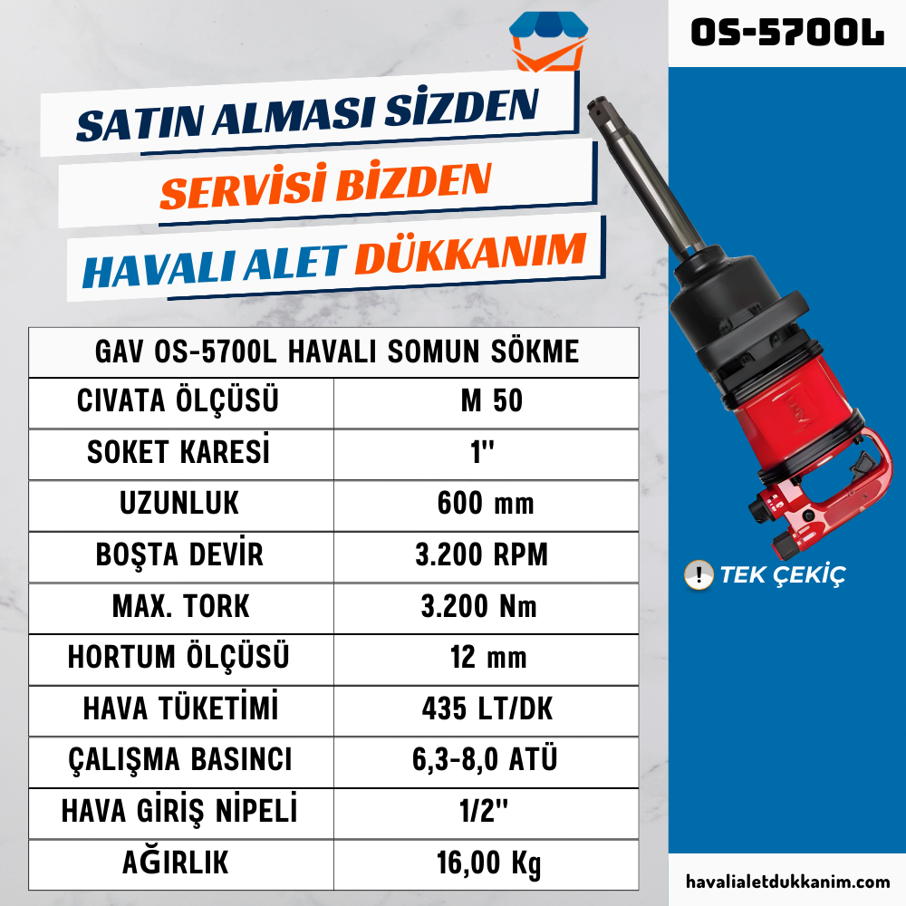 GAV OS-5700L Havalı Somun Sökme 1
