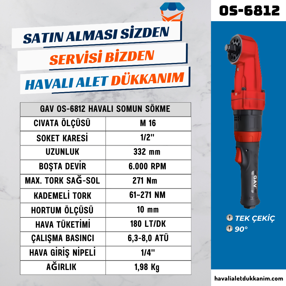 GAV OS-6812 Havalı Somun Sökme