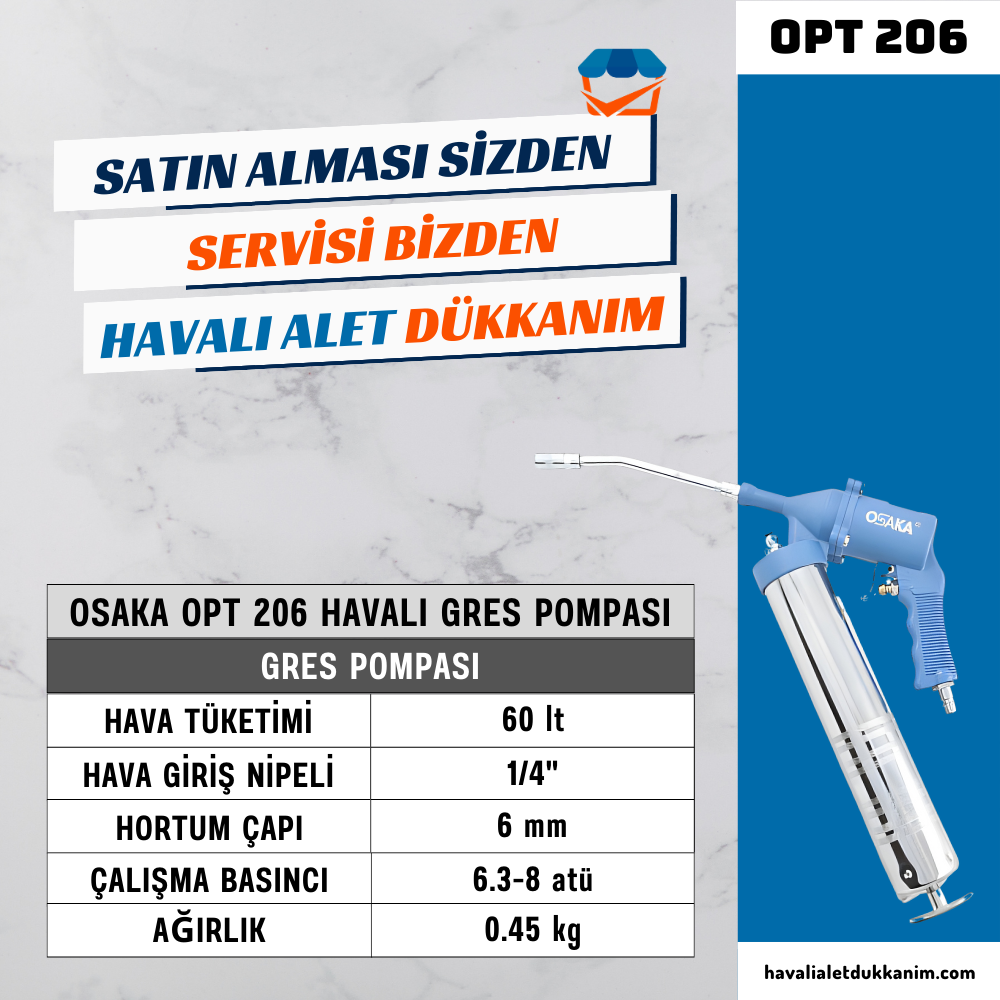 Havalı Gres PompasıOSAKA OPT 206 Havalı Gres Pompası