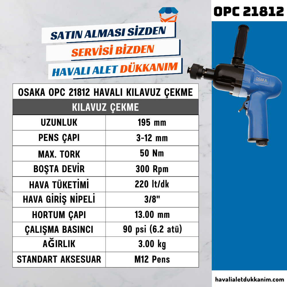 Havalı Kılavuz ÇekmeOSAKA OPC 21812 Havalı Kılavuz Çekme