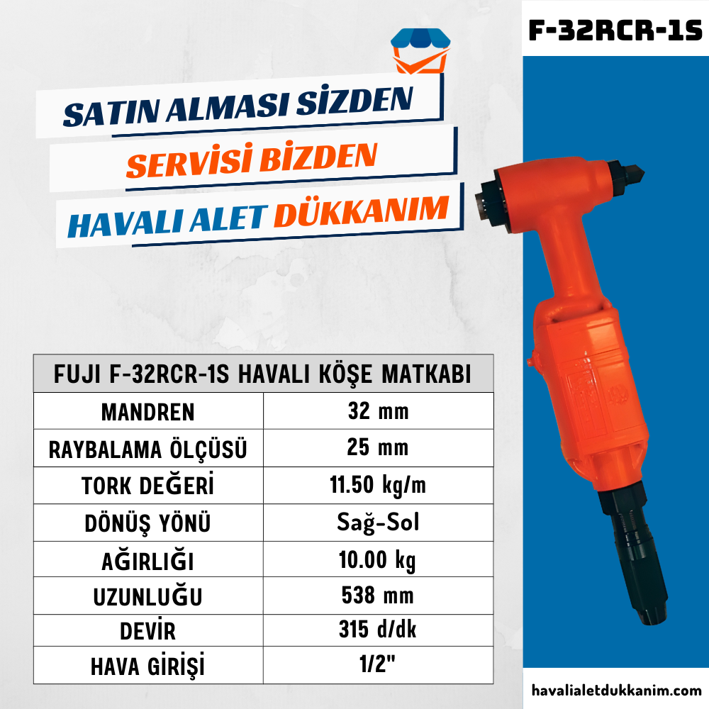 Havalı MatkapFUJI F-32RCR-1S Havalı Köşe Matkabı 32 mm