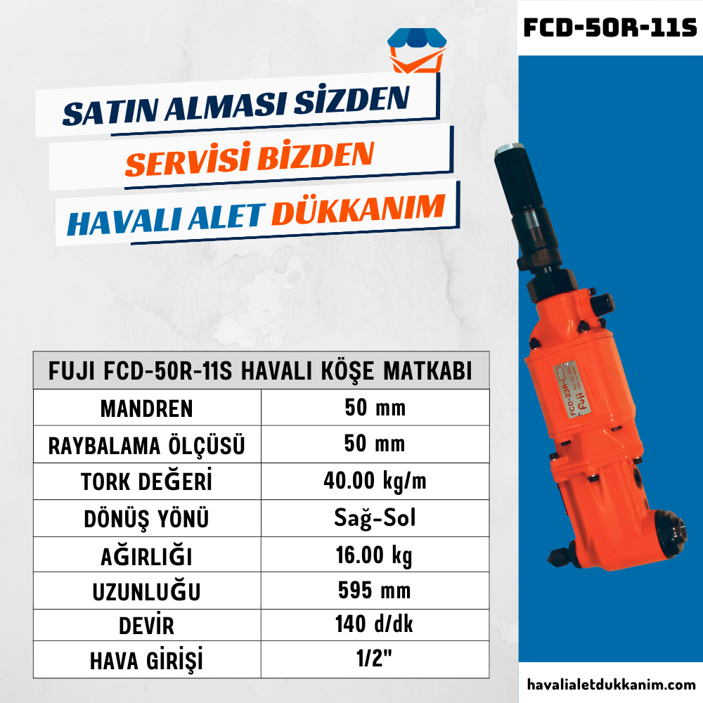 Havalı MatkapFUJI FCD-50R-11S Havalı Köşe Matkabı 50 mm