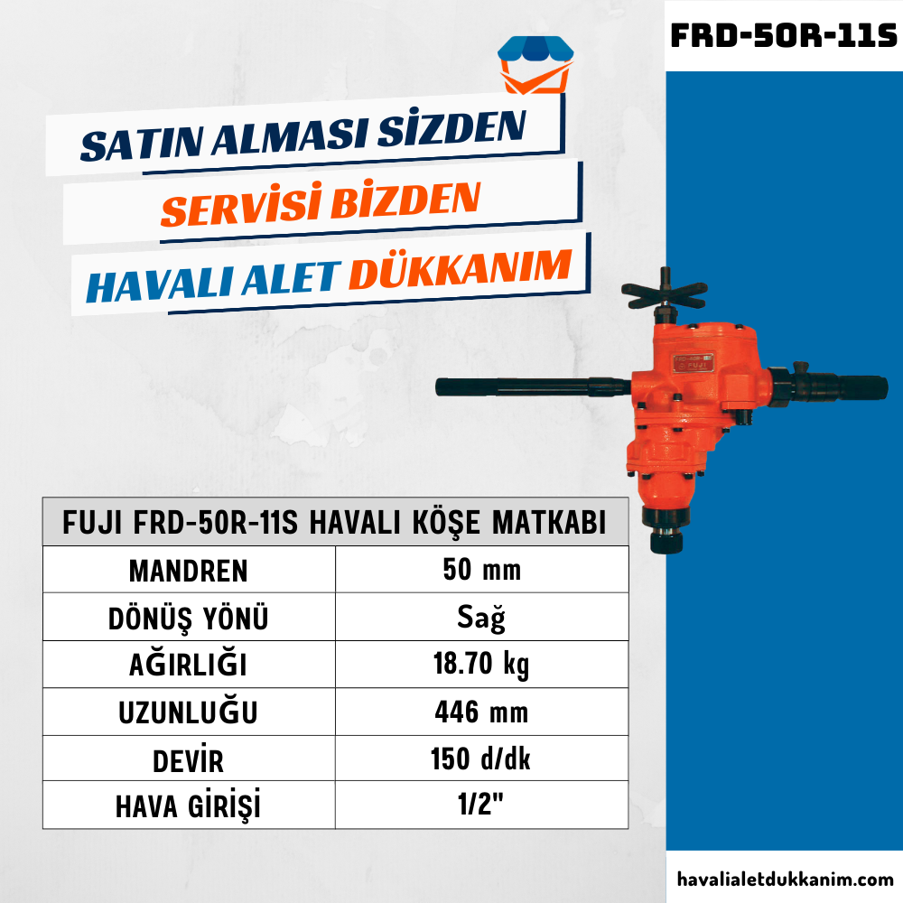 Havalı MatkapFUJI FRD-50R-11S Havalı Köşe Matkabı 50 mm