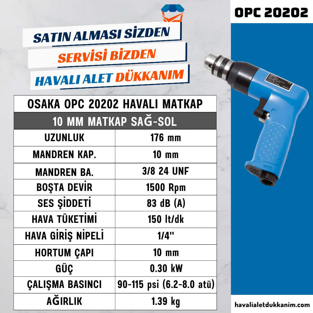Havalı MatkapOSAKA OPC 20202 Havalı Matkap 10 mm Sağ-Sol