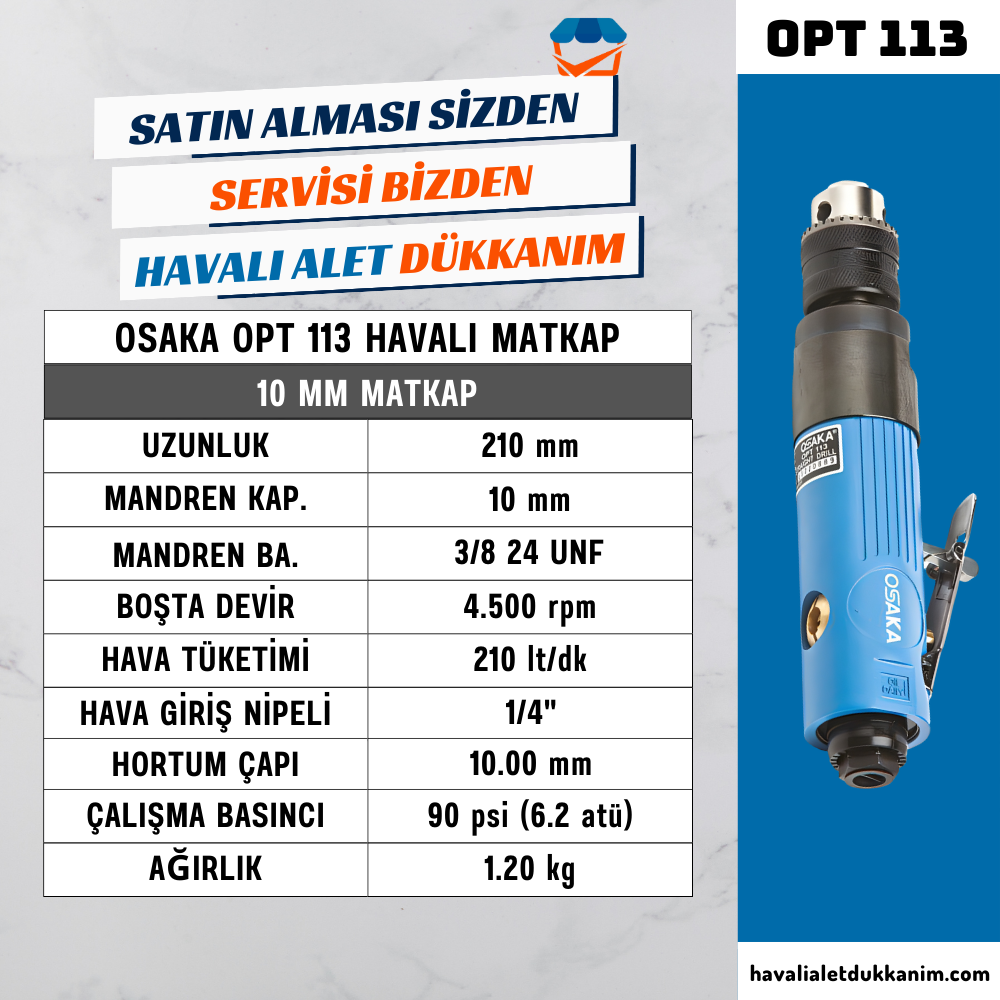 Havalı MatkapOSAKA OPT 113 Havalı Matkap 10 mm