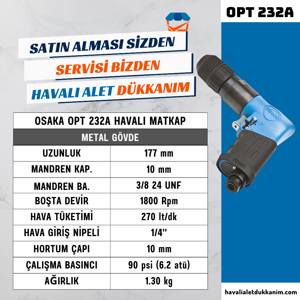 Havalı MatkapOSAKA OPT 232A Havalı Matkap 10 mm Sağ-Sol