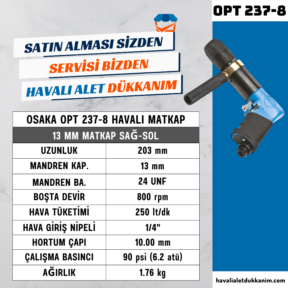 Havalı MatkapOSAKA OPT 237-8 Havalı Matkap 13 mm Sağ-Sol