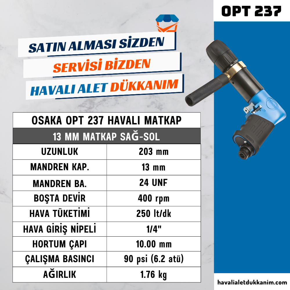 Havalı MatkapOSAKA OPT 237 Havalı Matkap 13 mm Sağ-Sol