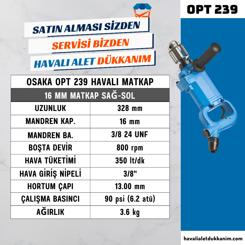 Havalı MatkapOSAKA OPT 239 Havalı Matkap 16 mm