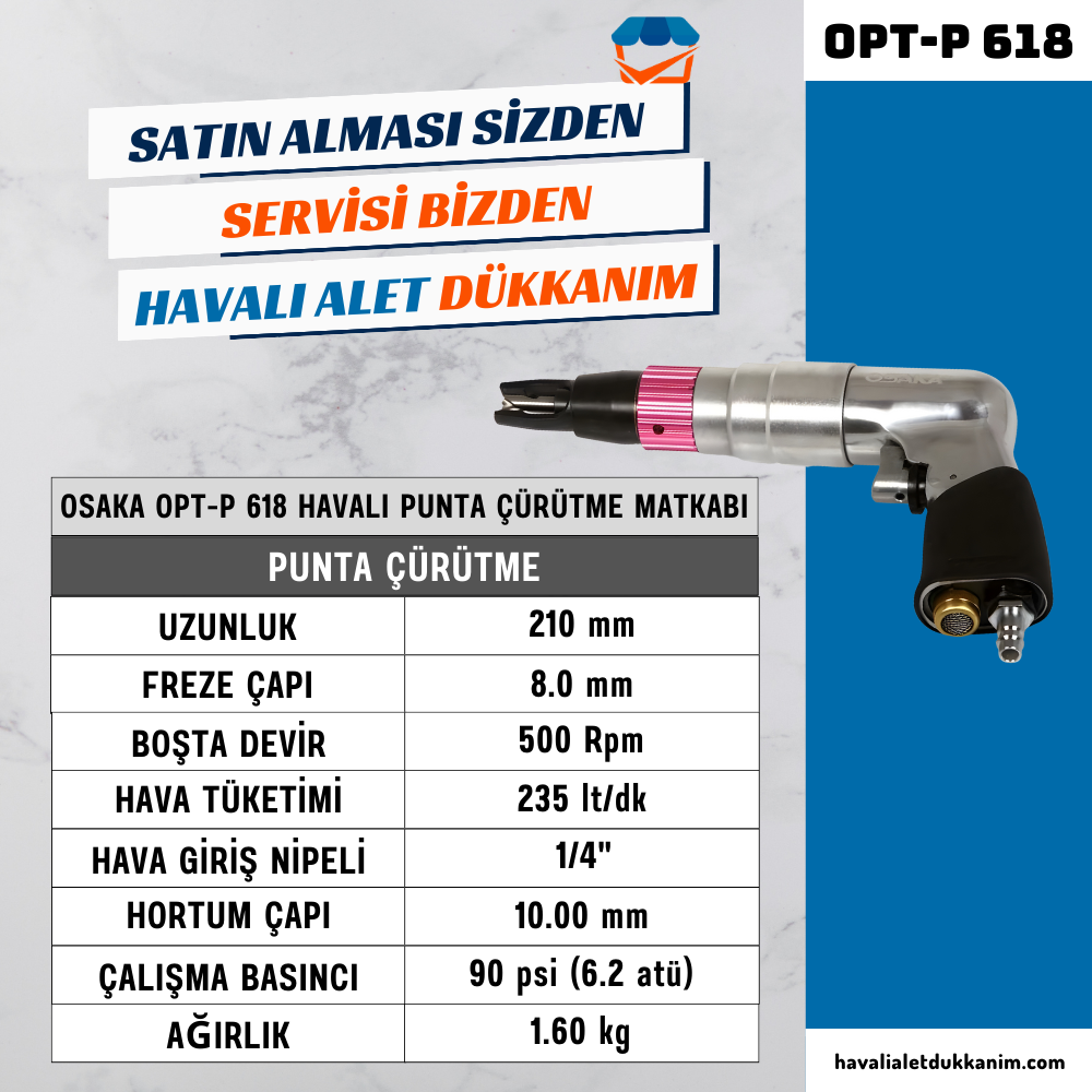 Havalı MatkapOSAKA OPT-P 618 Havalı Punta Çürütme Matkabı