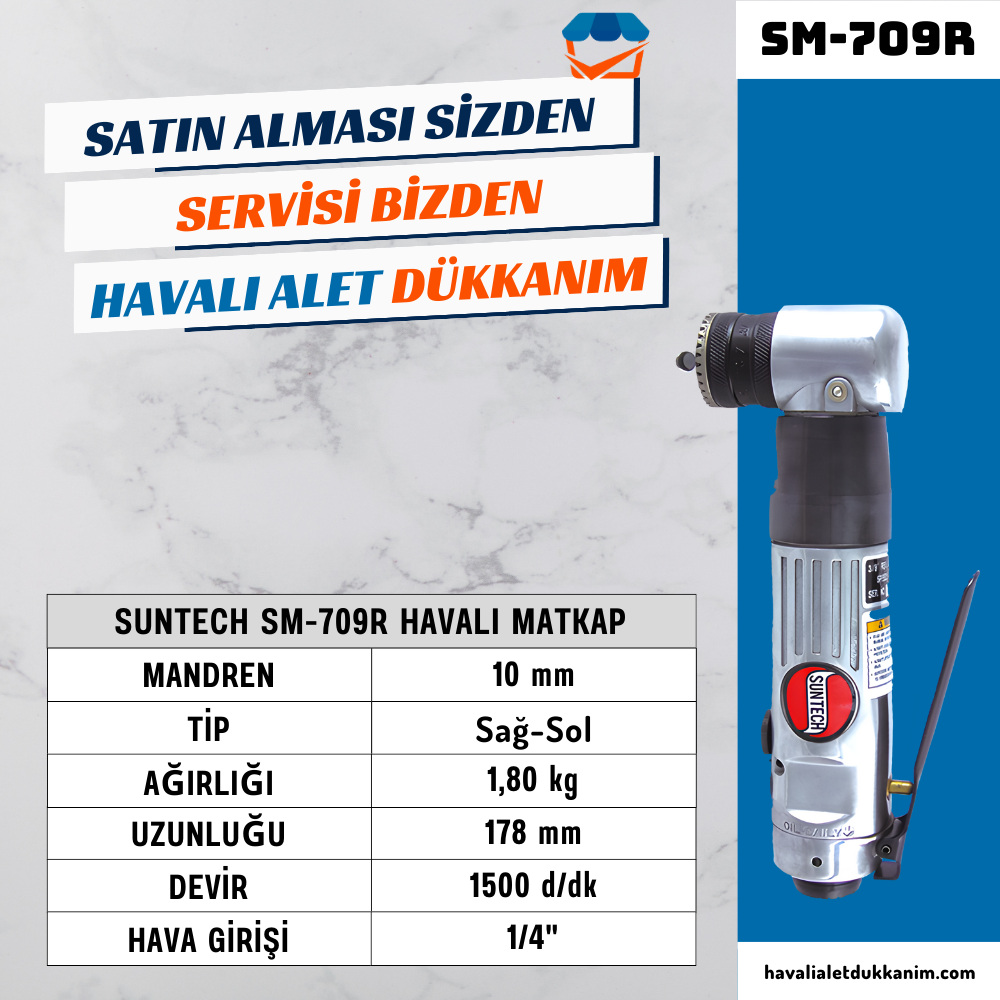 Havalı MatkapSUNTECH SM-709R Havalı Matkap 10 mm 90°