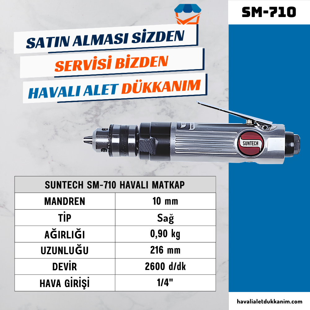 Havalı MatkapSUNTECH SM-710 Havalı Matkap Düz Tip 10 mm