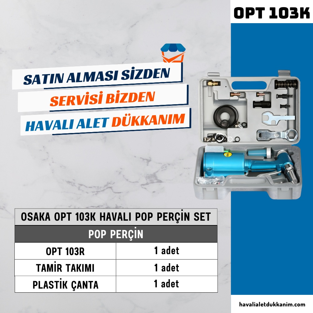Havalı Perçin TabancasıOSAKA OPT 103K Havalı Pop Perçin Set