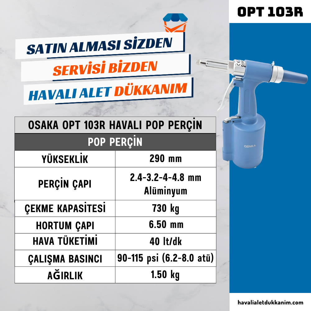 Havalı Perçin TabancasıOSAKA OPT 103R Havalı Pop Perçin
