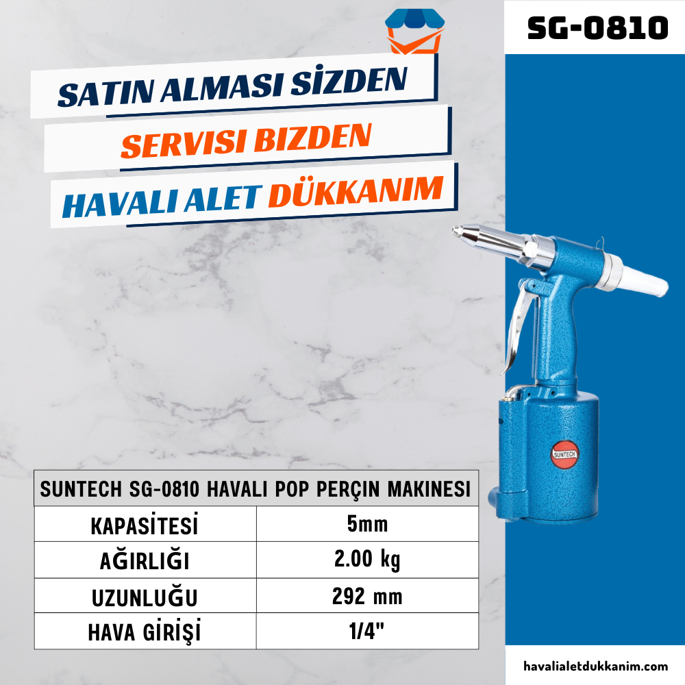 Havalı Perçin TabancasıSUNTECH SG-0810 Havalı Pop Perçin Makinesi