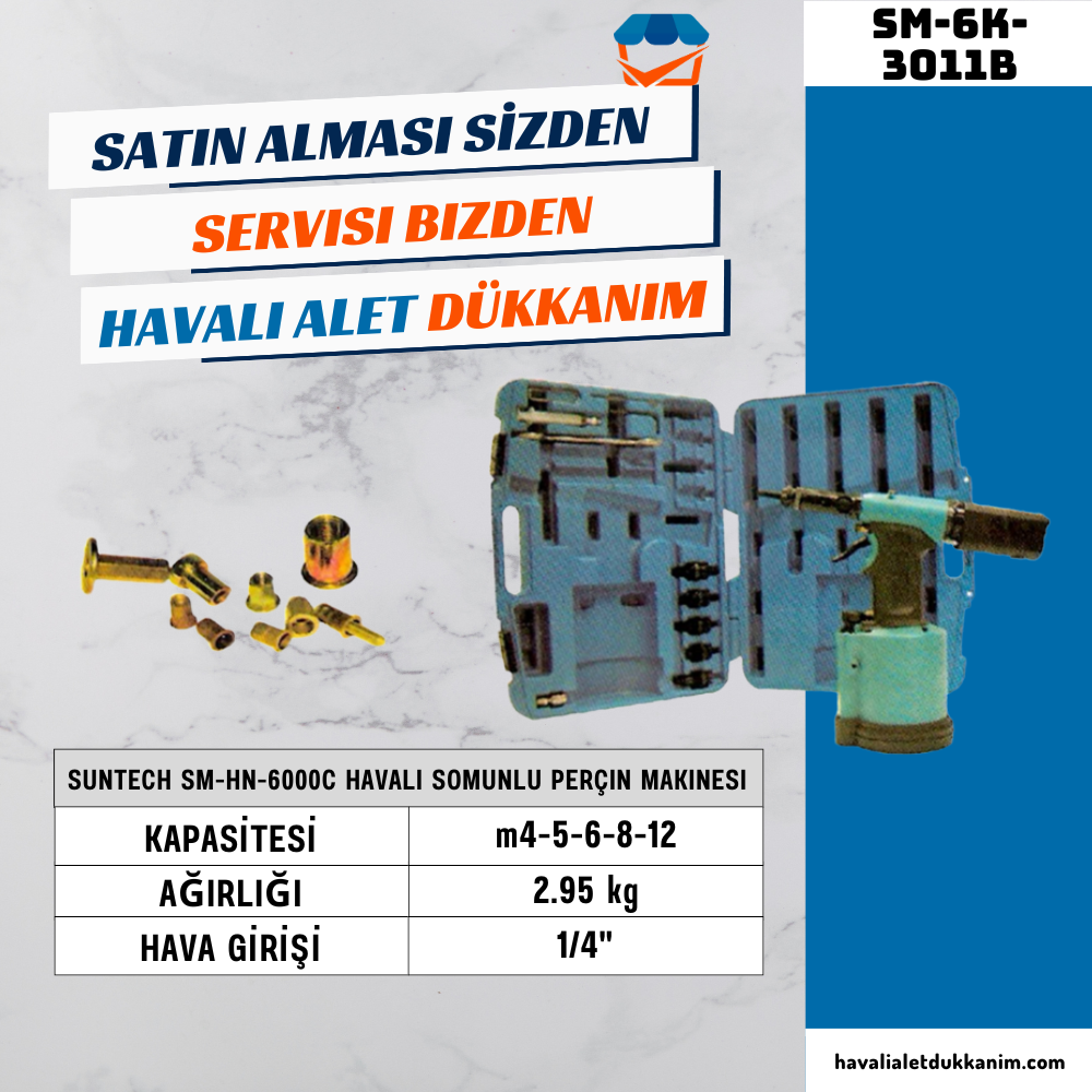 Havalı Perçin TabancasıSUNTECH SM-HN-6000C Havalı Somunlu Perçin Makinesi