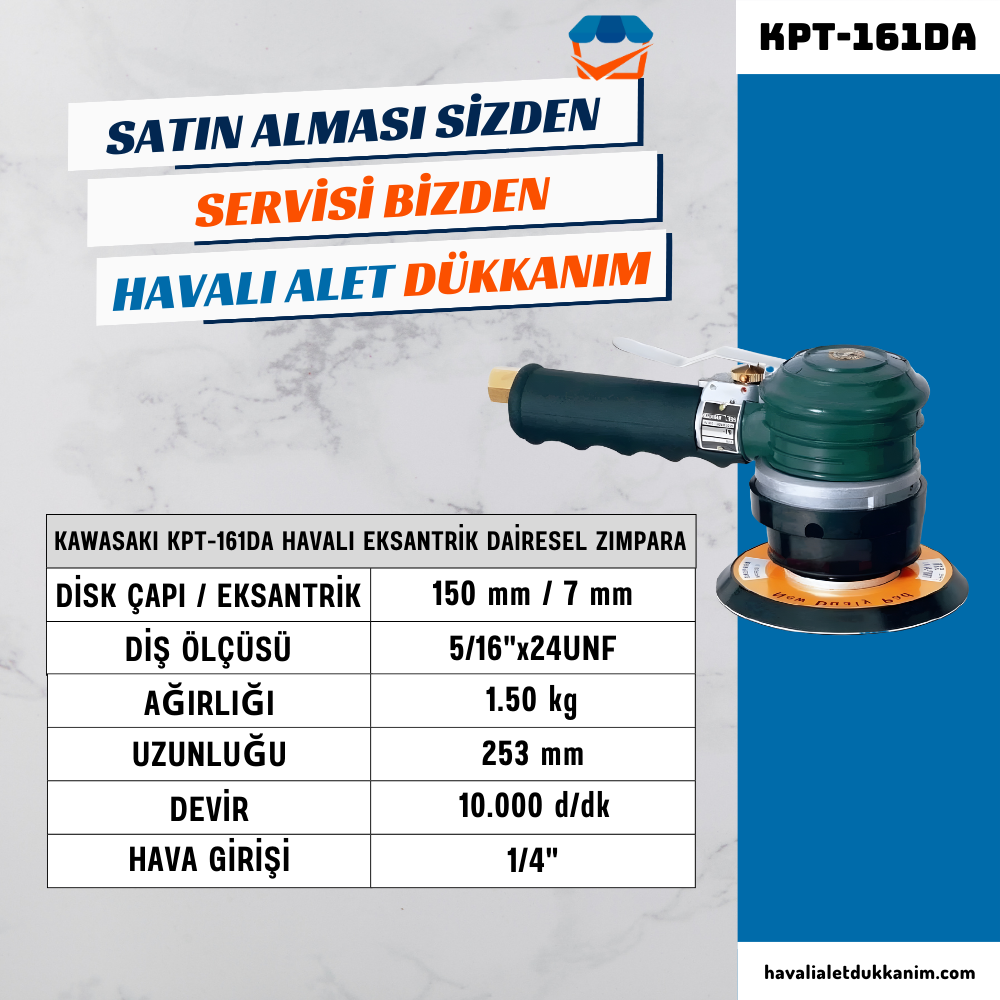 Havalı Polisaj MakinesiKAWASAKI KPT-161DA Havalı Eksantrik Dairesel Zımpara