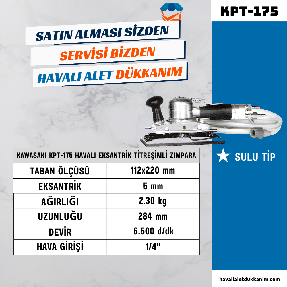 Havalı Polisaj MakinesiKAWASAKI KPT-175 Havalı Eksantrik Titreşimli Zımpara
