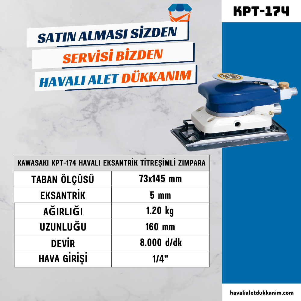Havalı Polisaj MakinesiKAWASAKI KPT-174 Havalı Eksantrik Titreşimli Zımpara