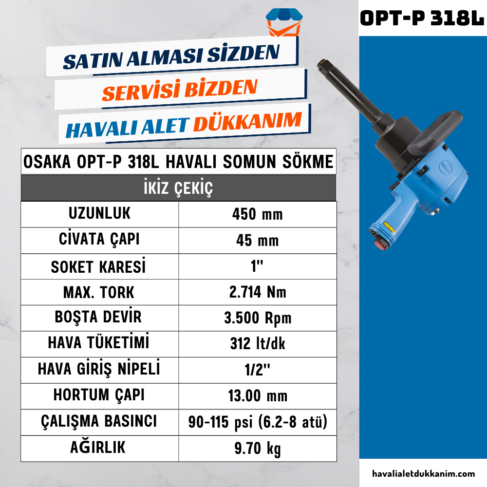 Havalı Somun Sıkma ve SökmeOSAKA OPT-P 318L Havalı Somun Sökme 1