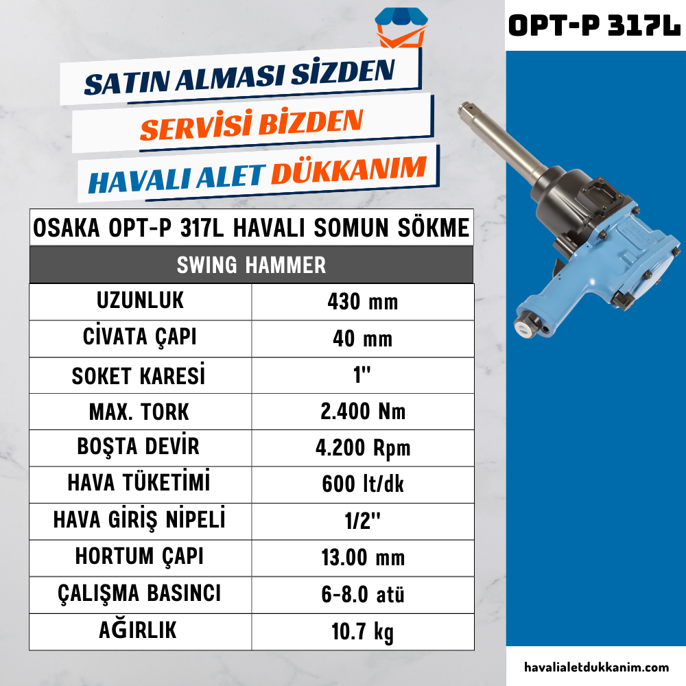 Havalı Somun Sıkma ve SökmeOSAKA OPT-P 317L Havalı Somun Sökme 1''
