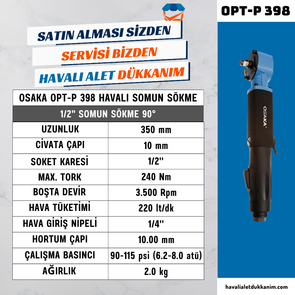 Havalı Somun Sıkma ve SökmeOSAKA OPT-P 398 Havalı Somun Sökme 1/2