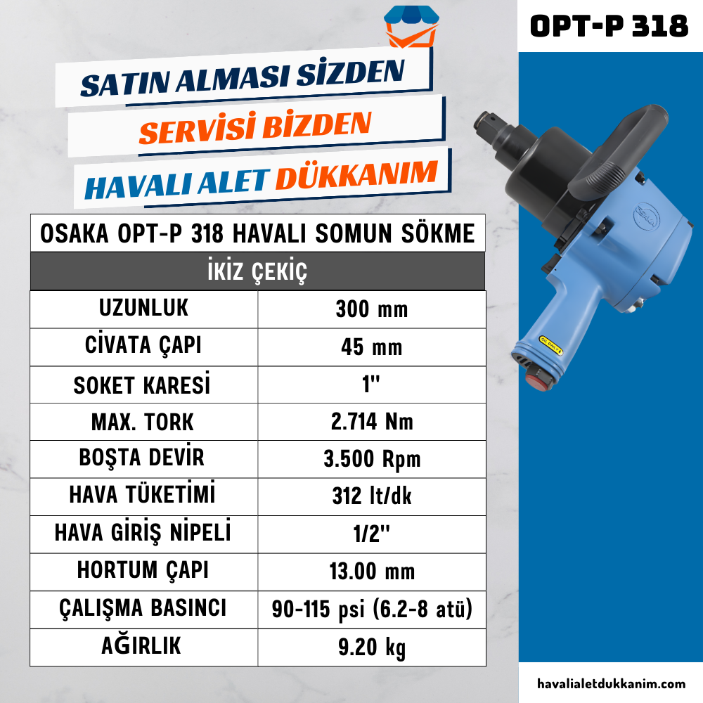 Havalı Somun Sıkma ve SökmeOSAKA OPT-P 318 Havalı Somun Sökme 1