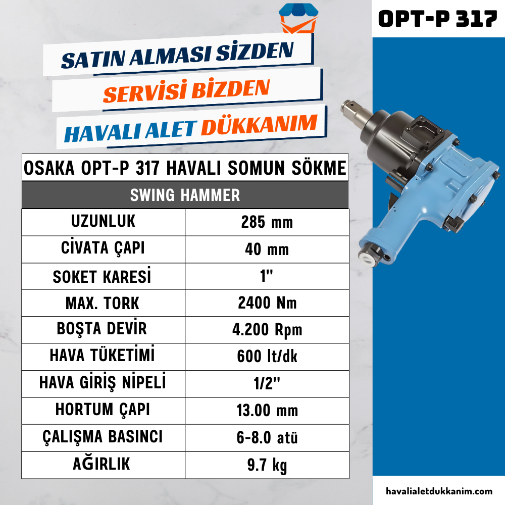 Havalı Somun Sıkma ve SökmeOSAKA OPT-P 317 Havalı Somun Sökme 1''