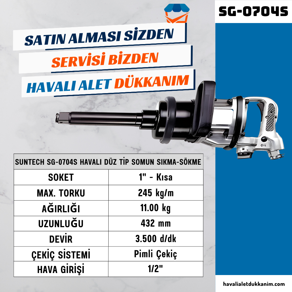 Havalı Somun Sıkma ve SökmeSUNTECH SG-0704S Havalı Düz Tip Somun Sıkma-Sökme 1