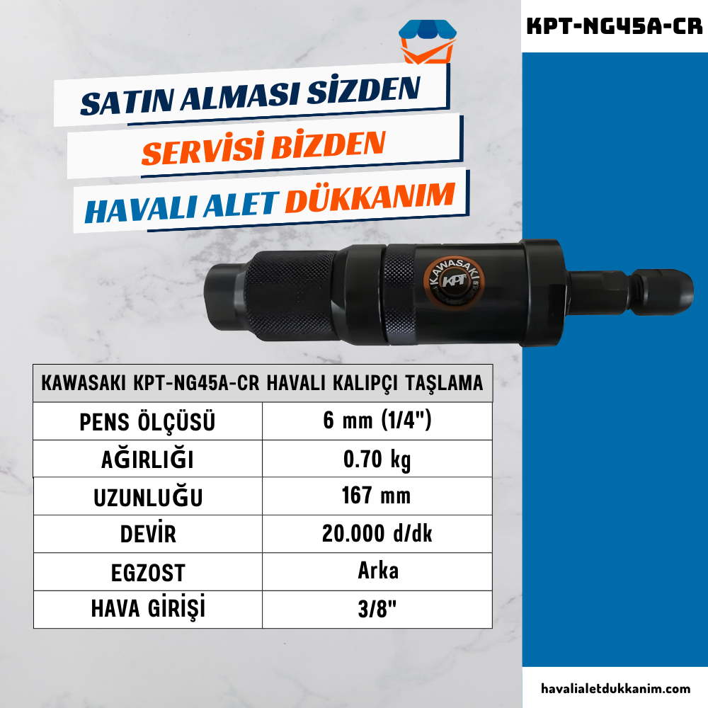 Havalı TaşlamaKAWASAKI KPT-NG45A-CR Havalı Ağır Hizmet Kalıpçı Taşlama