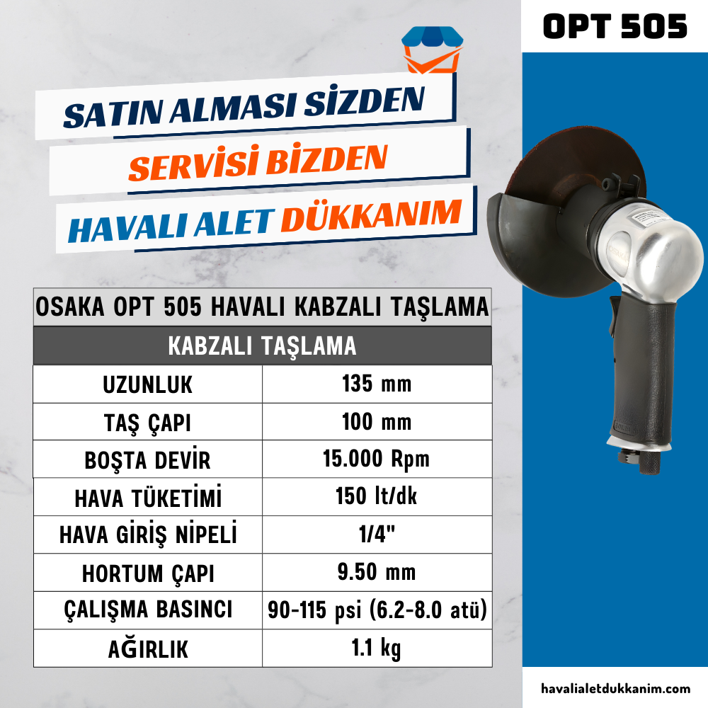 Havalı TaşlamaOSAKA OPT 505 Havalı Kabzalı Taşlama 100 mm