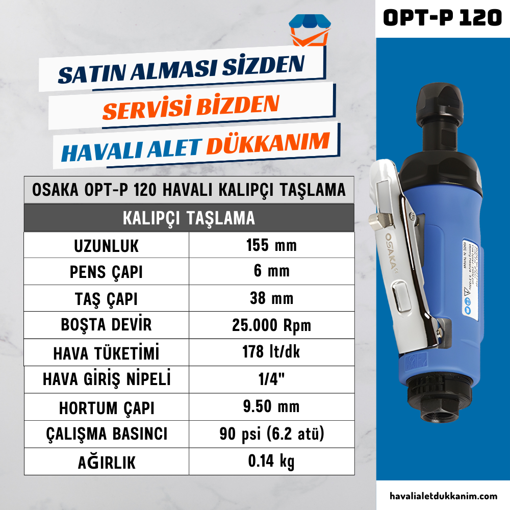 Havalı TaşlamaOSAKA OPT-P 120 Havalı Kalıpçı Taşlama